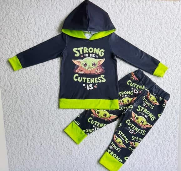 Baby Yoda Long Sleeve Hoodie Pants Set