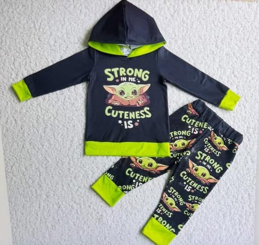 Baby Yoda Long Sleeve Hoodie Pants Set