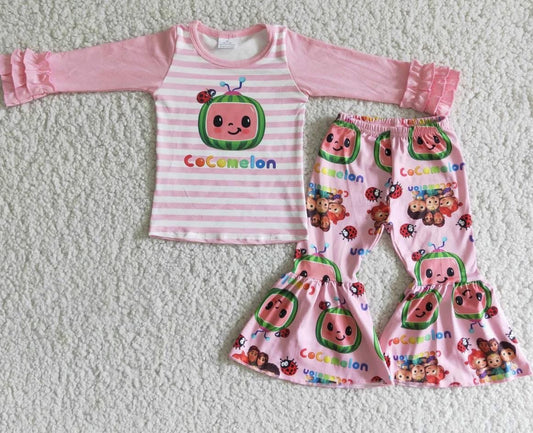 Girls Cocomelon ruffled long sleeve with flare pants