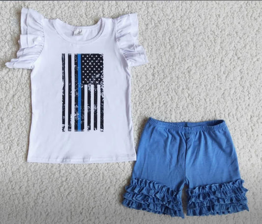 Girls Back the Blue Short Set