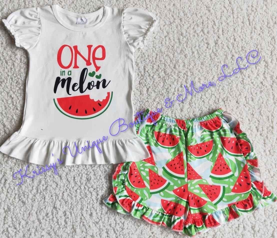 One in a Melon Girls Short Set
