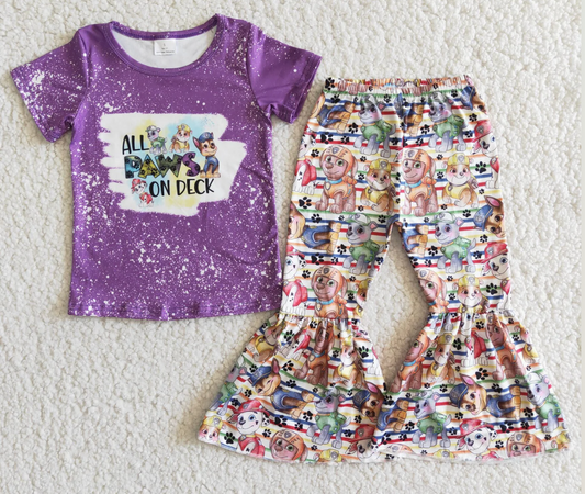 All Paws On Deck Short Sleeve with flare pants