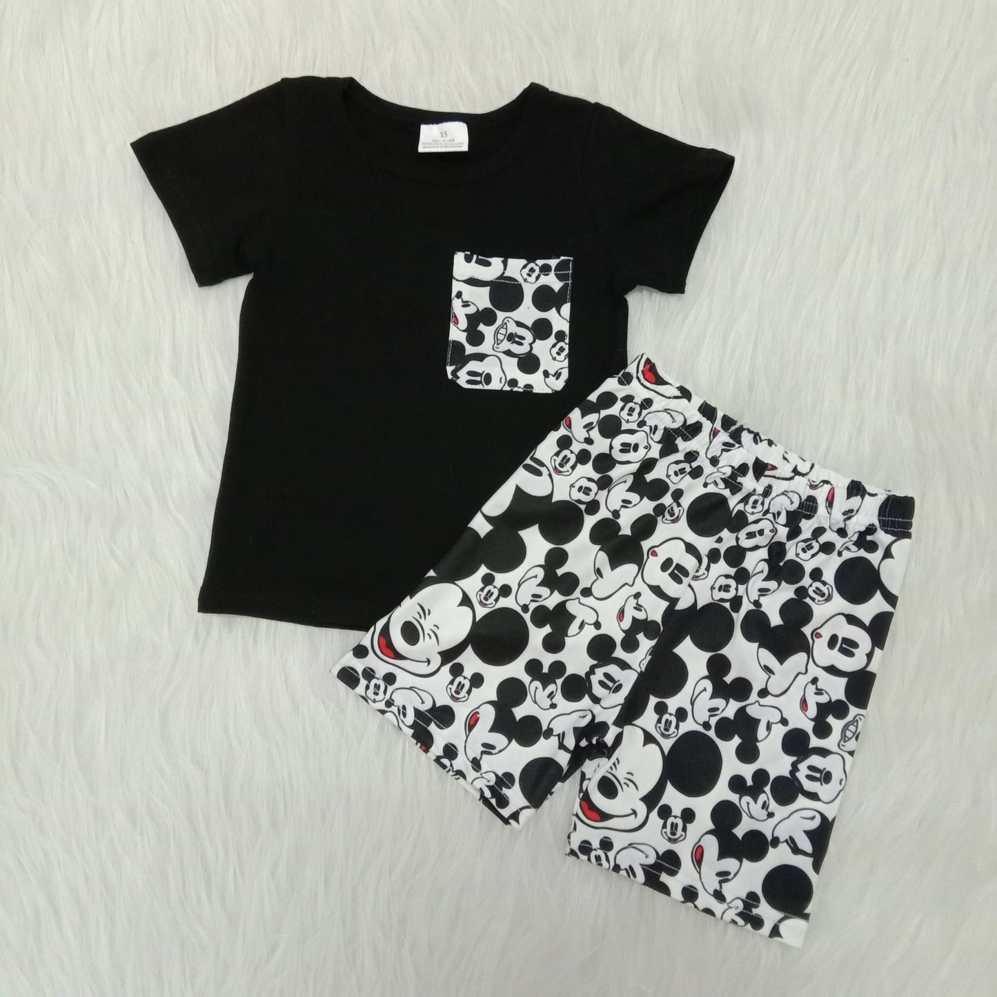 Boys Black Mickey Summer Outfit