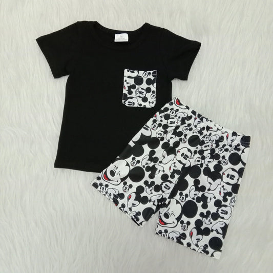 Boys Black Mickey Summer Outfit